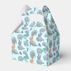 Niedliche Manateure mit Blasen-Muster - hellblau Geschenkschachtel