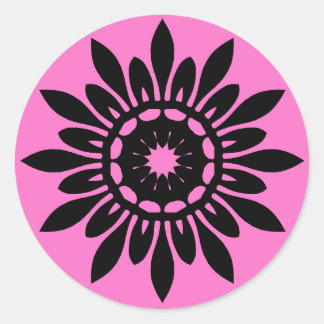 Niedliche Mandala-Blume auf rosa Runder Aufkleber
