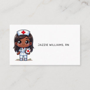 Niedliche Manga Black Nurse Brown Hair und Augen C Visitenkarte