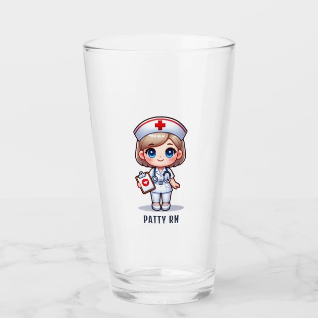 Niedliche Manga-Krankenschwester mit Blonde-Haar B Glas (Vorderseite)