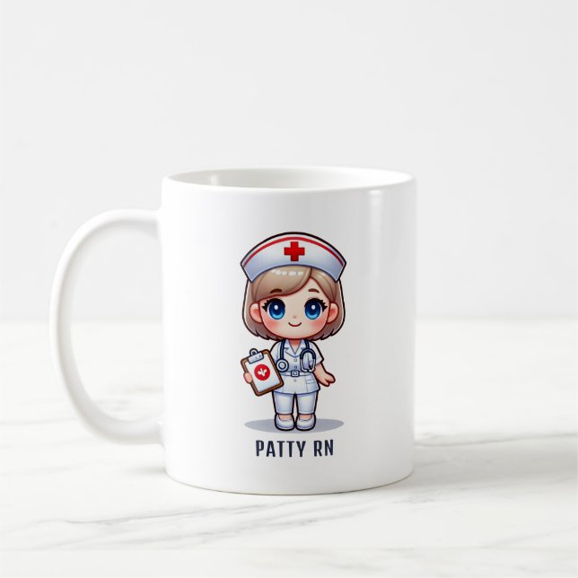 Niedliche Manga-Krankenschwester mit Blonde-Haar B Kaffeetasse (Links)
