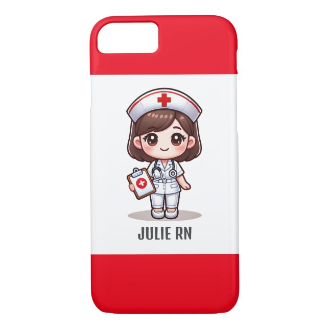 Niedliche Manga-Krankenschwester mit braunen braun Case-Mate iPhone Hülle (Rückseite)