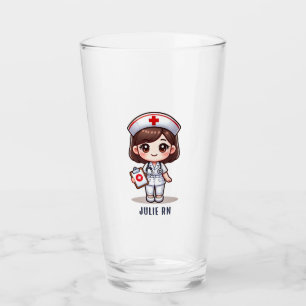 Niedliche Manga-Krankenschwester mit braunen braun Glas
