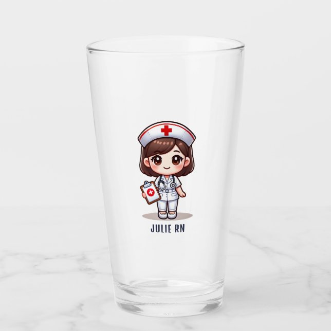 Niedliche Manga-Krankenschwester mit braunen braun Glas (Vorderseite)