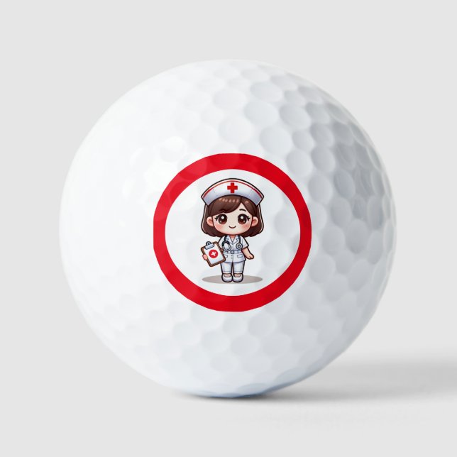 Niedliche Manga-Krankenschwester mit braunen braun Golfball (Vorderseite)
