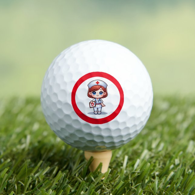 Niedliche Manga-Krankenschwester mit Red Hair Blue Golfball (Insitu T-Shirt)