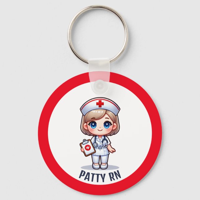 Niedliche Manga Nurse Blonde Haar Karikatur nach M Schlüsselanhänger (Vorderseite)