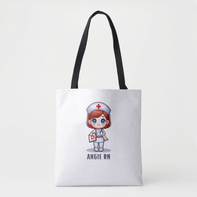 Niedliche Manga-Rotkopfkrankenkarikatur Personalis Tasche (Vorderseite)