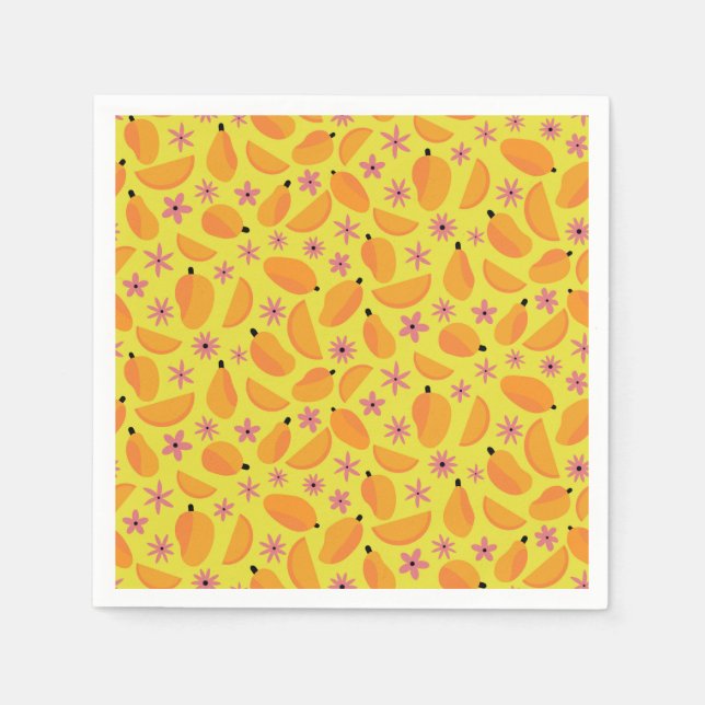 Niedliche Mango-Früchte und Blume Serviette (Vorderseite)