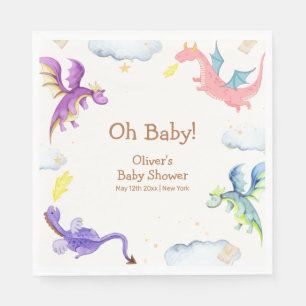 Niedliche Märchenmagic Dragon Babydusche Serviette