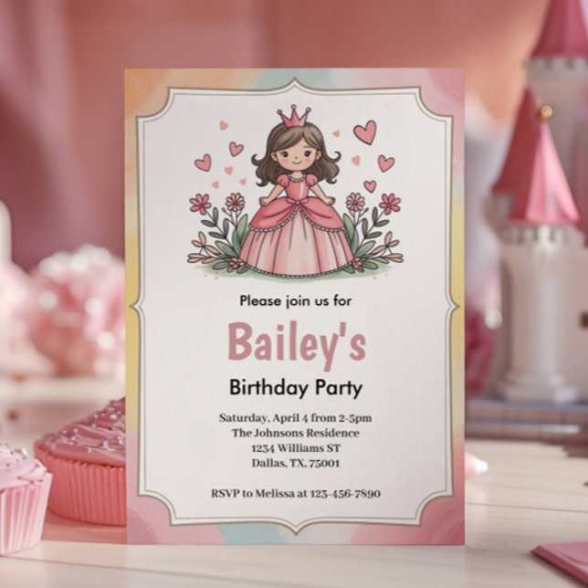 Niedliche Märchenprinzessin Girl Birthday Einladung (Von Creator hochgeladen)
