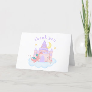 Niedliche Märchenschau Dragon Unicorn Burg Kinderd Dankeskarte