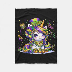 Niedliche Mardi-Gras-Prinzessinnen-Einhorn-Perlen- Fleecedecke