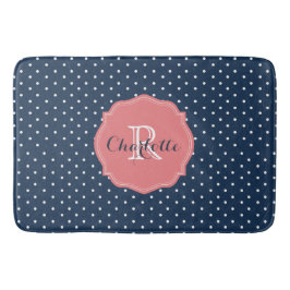 Niedliche Marine-Blau-Polka-Punkte und Badematte