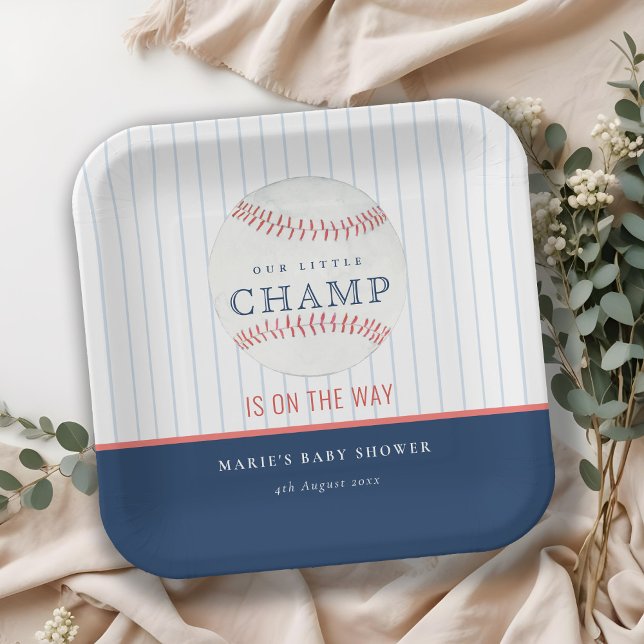 Niedliche Marine unsere kleine Champ Baseball Baby Pappteller (Von Creator hochgeladen)