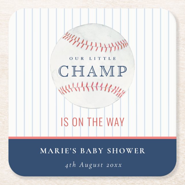 Niedliche Marine unsere kleine Champ Baseball Baby Rechteckiger Pappuntersetzer (Vorderseite)