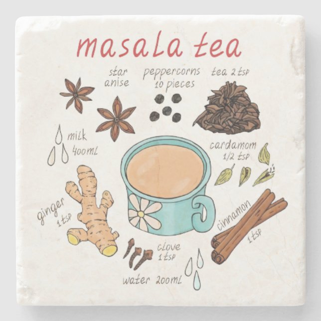 Niedliche Masala Tea Zutaten Untersetzer für Ausfl (Vorderseite)