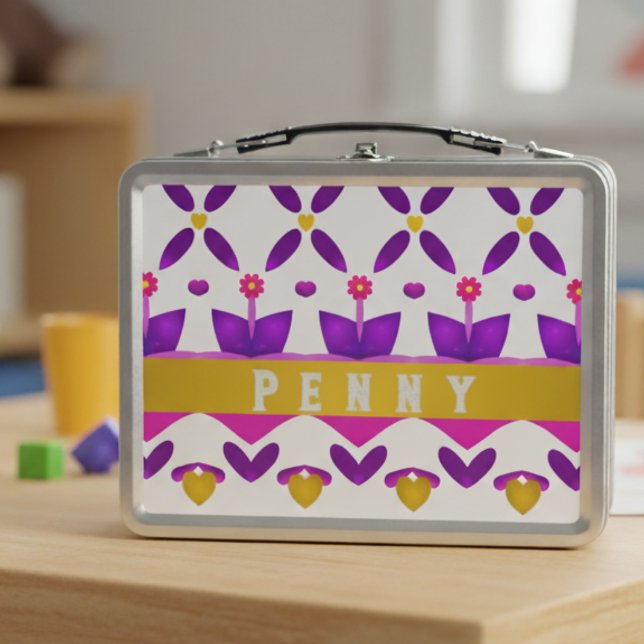 Niedliche, maßgeschneiderte Blume und Herzen Metall Brotdose (Packed with personality (and maybe cookies).)