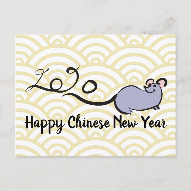 Niedliche Maus Cartoon Lunar Rat Neujahr 2020 Post Postkarte (Vorderseite)