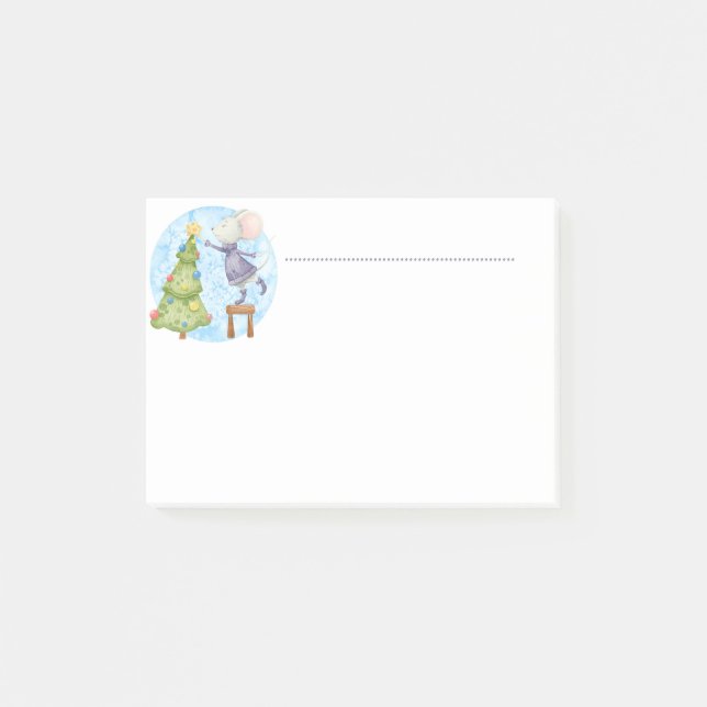 Niedliche Maus Dekorieren Weihnachtsbaumspass Post-it Klebezettel (Vorderseite)