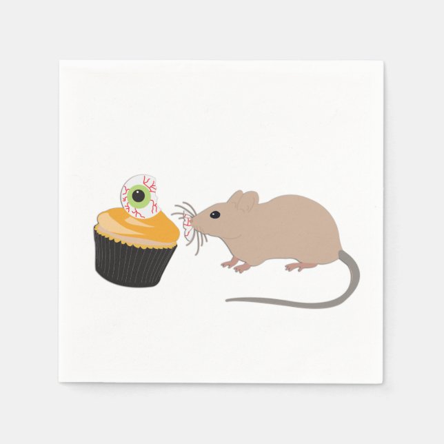 Niedliche Maus Eating Halloween Eyeball Serviette (Vorderseite)