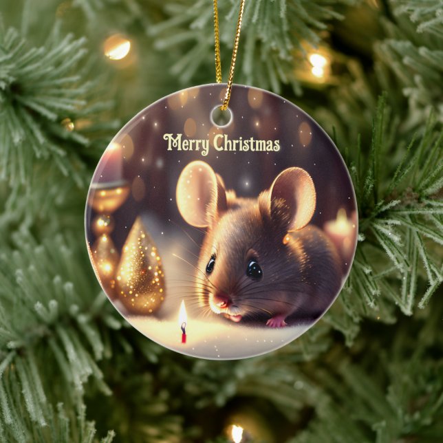 Niedliche Maus feiert Weihnachten, Brauch Keramik Ornament (Baum)