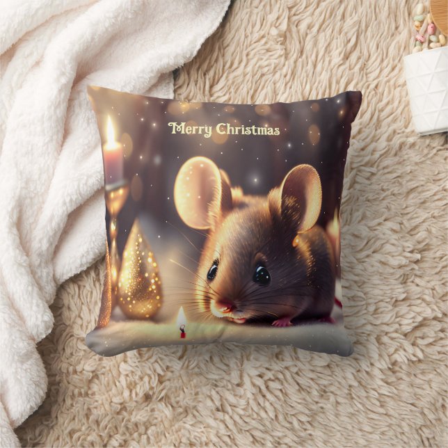 Niedliche Maus feiert Weihnachten, Brauch Kissen (Decke)