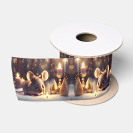 Niedliche Maus feiert Weihnachten Satinband