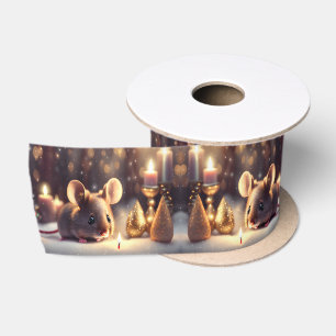 Niedliche Maus feiert Weihnachten Satinband