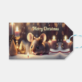 Niedliche Maus feiert Weihnachtsgebrauch Geschenkanhänger