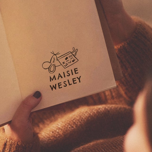 Niedliche Maus Handgezeichnet Personalisierter Nam Permastempel (Rubber Stamp Mock-up)