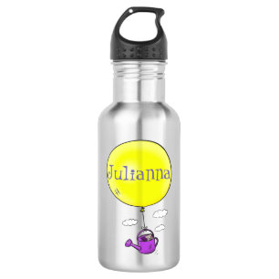 Niedliche Maus in der Gießkanne mit Ballon Cartoon Edelstahlflasche
