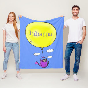 Niedliche Maus in der Gießkanne mit Ballon Cartoon Fleecedecke