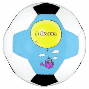 Niedliche Maus in der Gießkanne mit Ballon Cartoon Fußball
