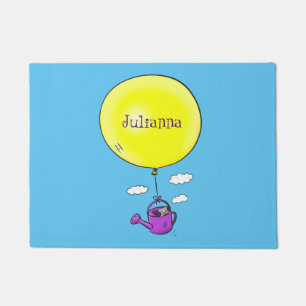 Niedliche Maus in der Gießkanne mit Ballon Cartoon Fußmatte