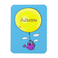 Niedliche Maus in der Gießkanne mit Ballon Cartoon