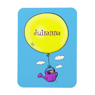 Niedliche Maus in der Gießkanne mit Ballon Cartoon Magnet