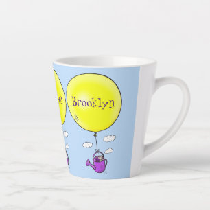 Niedliche Maus in der Gießkanne mit Ballon Cartoon Milchtasse