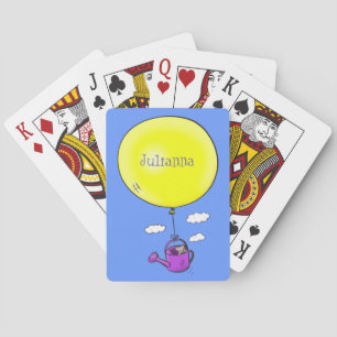 Niedliche Maus in der Gießkanne mit Ballon Cartoon Spielkarten