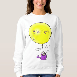 Niedliche Maus in der Gießkanne mit Ballon Cartoon Sweatshirt
