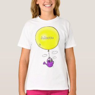 Niedliche Maus in der Gießkanne mit Ballon Cartoon T-Shirt