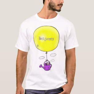 Niedliche Maus in der Gießkanne mit Ballon Cartoon T-Shirt