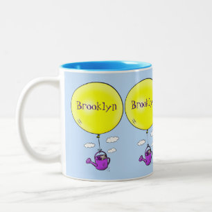 Niedliche Maus in der Gießkanne mit Ballon Cartoon Zweifarbige Tasse