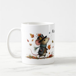 Niedliche Maus in einer Top Hat Autumn Ästhetik Kaffeetasse