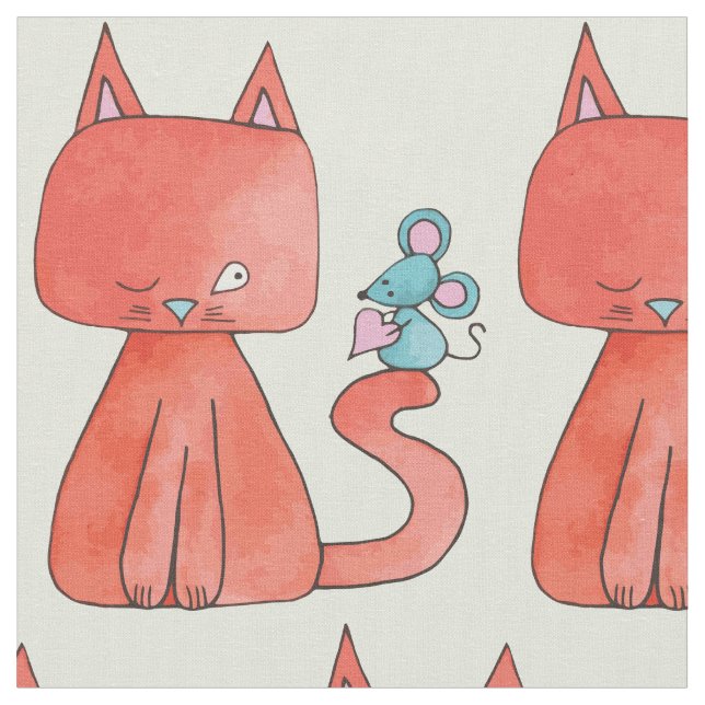 Niedliche Maus Lieben Kitty Cat Stoff (Nahaufnahme)