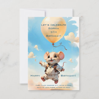 Niedliche Maus mit Balloon Happy Einladung zum Par