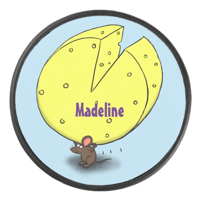Niedliche Maus mit Cartoon-Abbildung Eishockey Puck (Vorderseite)