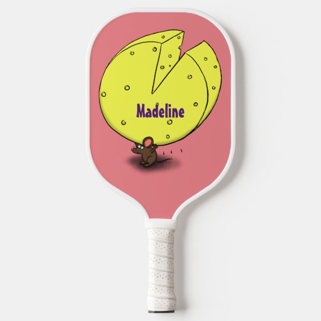 Niedliche Maus mit Cartoon-Abbildung Pickleball Schläger (Vorderseite)