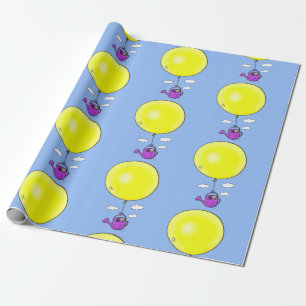Niedliche Maus mit Cartoon-Ballon-Abbildung Geschenkpapier