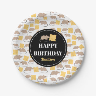 Niedliche Maus Rodent essen Käse Geburtstag Pappteller